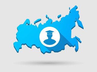 Long shadow Russia map icon with a student avatar
