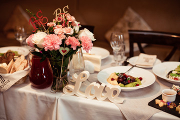 table set for wedding or another catered event dinner 