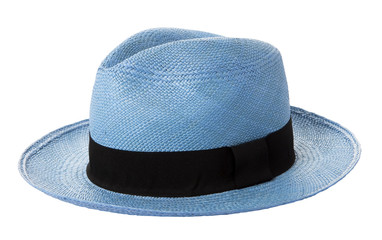 Blue panama hat isolated on white background
