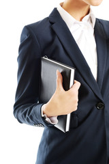 Close up on businesswoman holding her notes