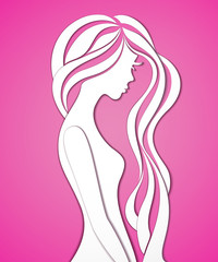 Elegant silhouette of a young woman