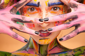 crazy color face art women portrait