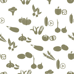 simple vegetables icons seamless white pattern eps10