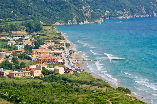 Typical bay with little town Arillas - Corfu, Greece