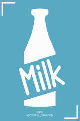 milk bottle illustration over blue color background