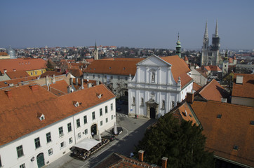 Fototapeta premium upper town from lotrscak tower, zagreb