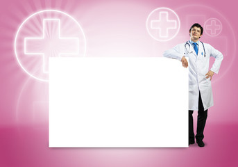Doctor with banner