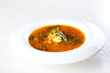 Tomato soup with seafood
