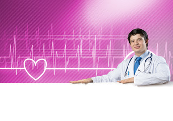 Doctor with banner