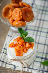 sweet homemade yogurt with dried apricots