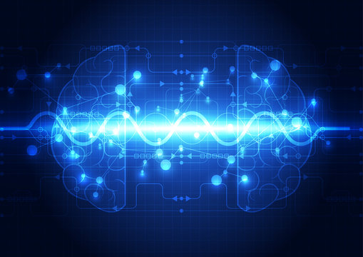 Abstract electric circuit digital brain,technology concept