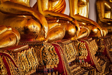 Sitting Buddha statues  details, Thailand