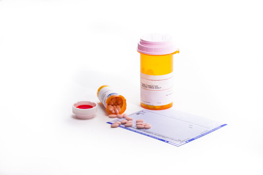 Prescription Form Covered in Pills