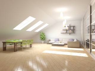 white 3d interior design