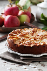 Homemade sweet apple pie, selective focus