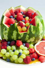 fruit salad in water melon