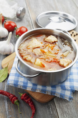 Cabbage soup with meat