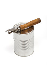Canned on the white background