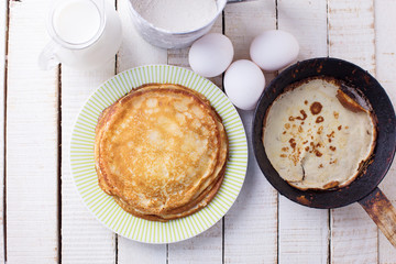Pancakes. Ingredients for pancakes.