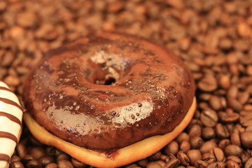 chocolate donuts coffee beans sweet dessert
