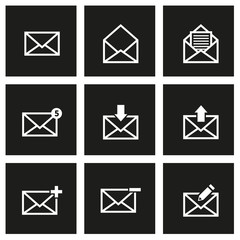 Vector black email icon set