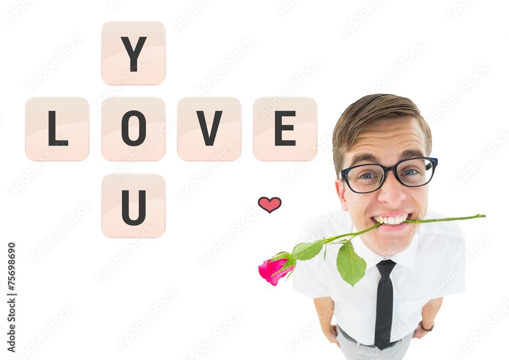 Poster composite image of romantic geeky hipster