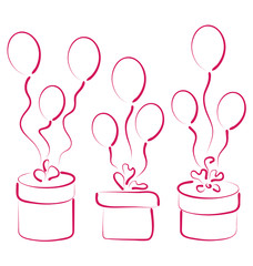 Set gift boxes with balloons for your anniversary