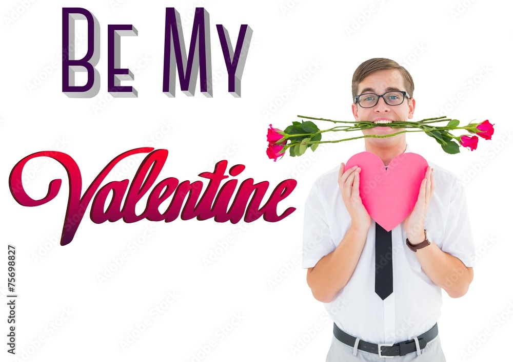 Poster composite image of romantic geeky hipster