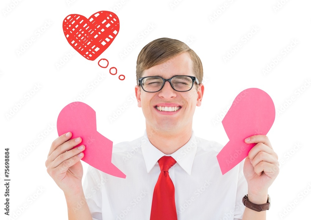 Poster Composite image of broken hearted geek