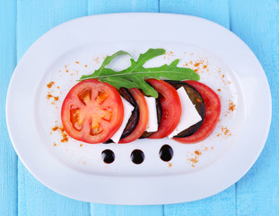 Eggplant salad with tomato and feta cheese