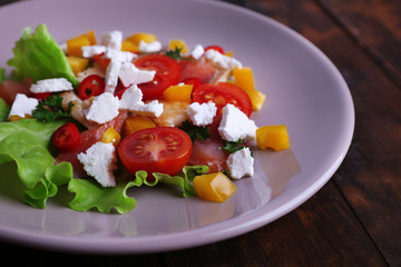 Fresh fish salad with vegetables