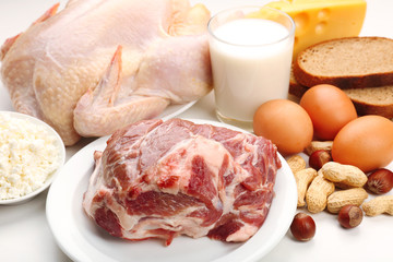 Food high in protein close-up