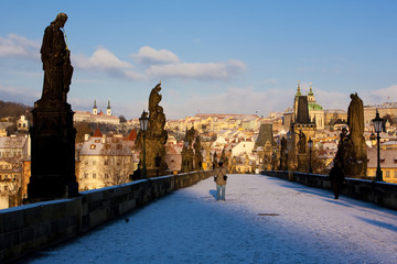Charles Bridge in winter, Prague, Czech Republic