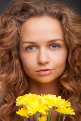 Happy woman with flowers