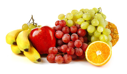 Ripe fruits isolated on white background