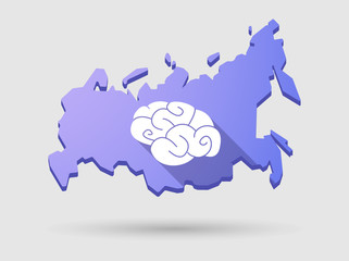 Long shadow Russia map icon with a brain