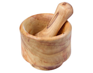 wooden mortar with pestle