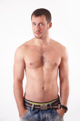 Fototapeta premium The man in the studio shirtless