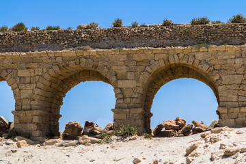 Ancient roman Aqueduct in Ceasarea, Israel