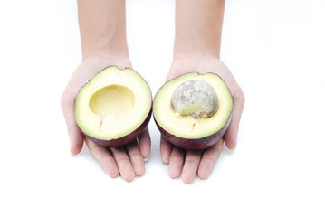 Isolated halved avocado