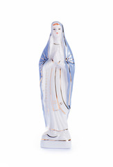 Virgin Mary statue on white background