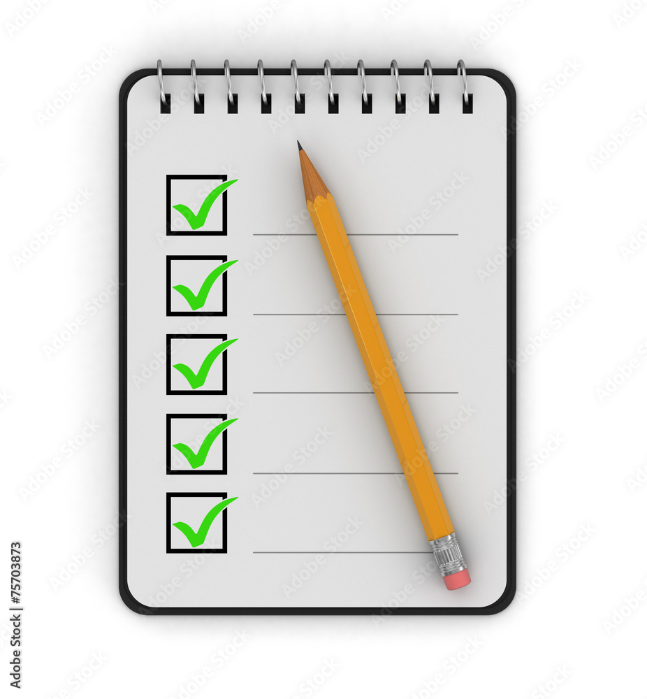 Poster notepad checklist (clipping path included)