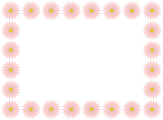 A flower frame made with pastel pink daisies