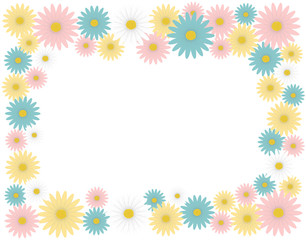 A flower frame made with pastel color daisies