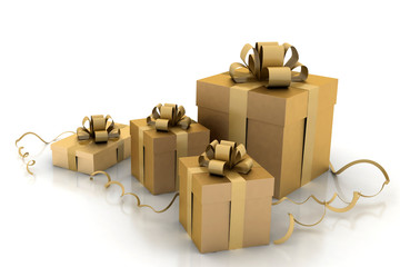 3d Illustration of boxes with christmas gifts