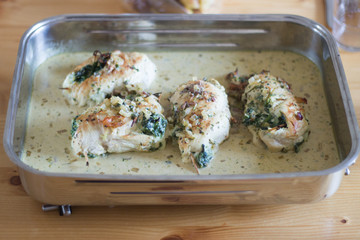 Putenbrust mit Spinat