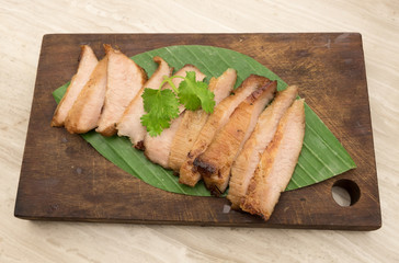 charcoal-boiled pork neck,Grill pork (Thai style food)