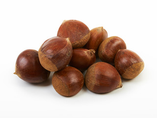 Chestnuts on a white background.