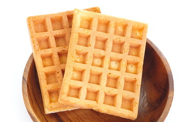 Delicious sweet waffle isolated on a white background