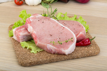 Raw pork steak